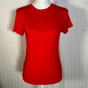 Theory Red Ribbed Tshirt Sz L